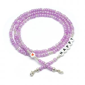 Masken- / Brillenband "HAPPY", Perlen lila