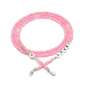 Masken- / Brillenband "LOVE", Perlen rose