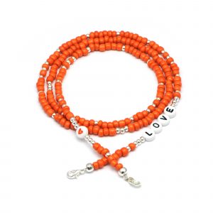Masken- / Brillenband "LOVE", Perlen orange
