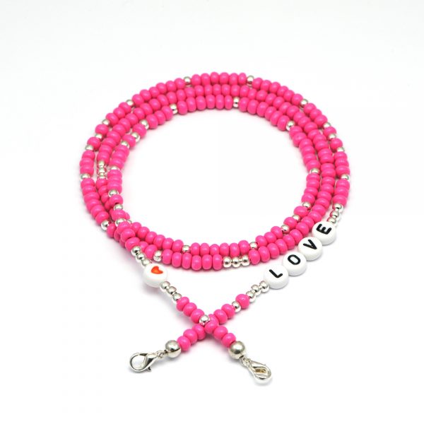 Masken- / Brillenband "LOVE", Perlen rot